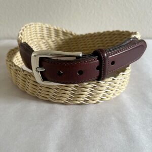 Brighton Belt Mens Sz 42 Braided Preppy Country Club Casual Classic Silver USA